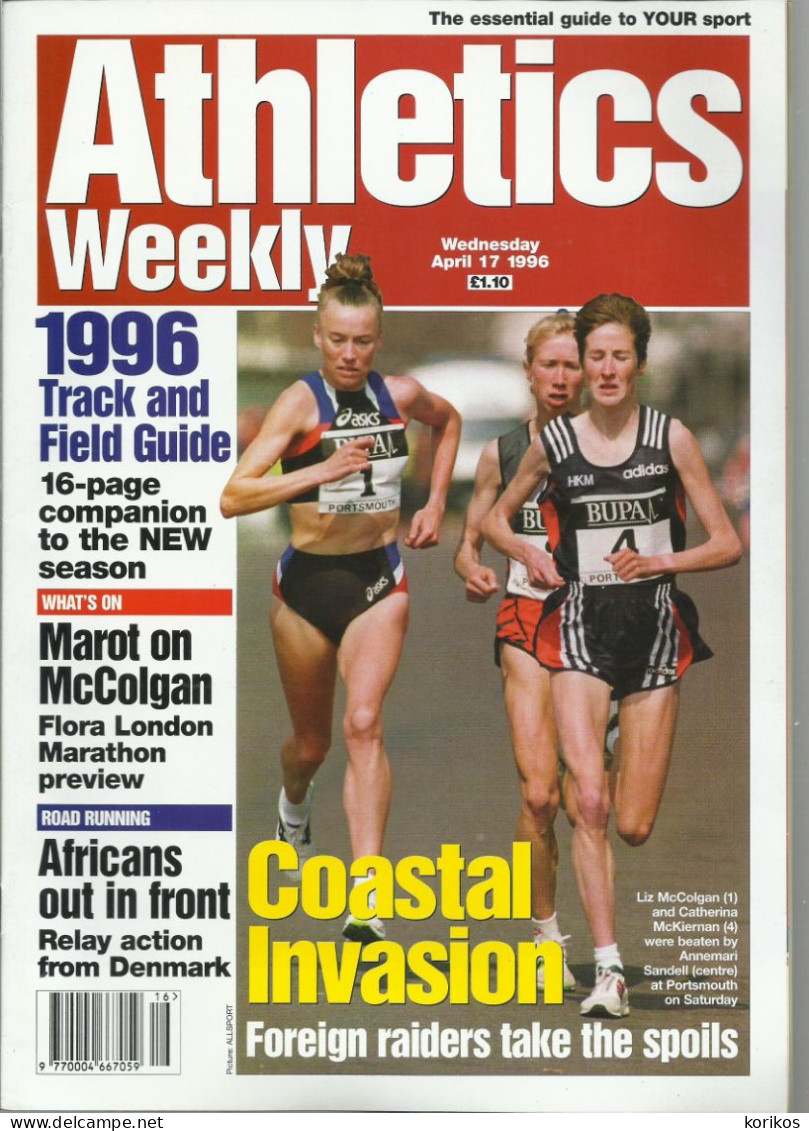 ATHLETICS WEEKLY 1996 - BUNDLE MAGAZINE SET – LOT OF 34 OUT OF 53 - TRACK AND FIELD