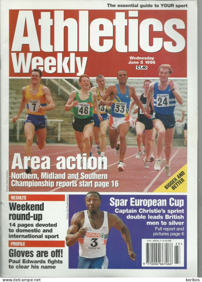 ATHLETICS WEEKLY 1996 - BUNDLE MAGAZINE SET – LOT OF 34 OUT OF 53 - TRACK AND FIELD