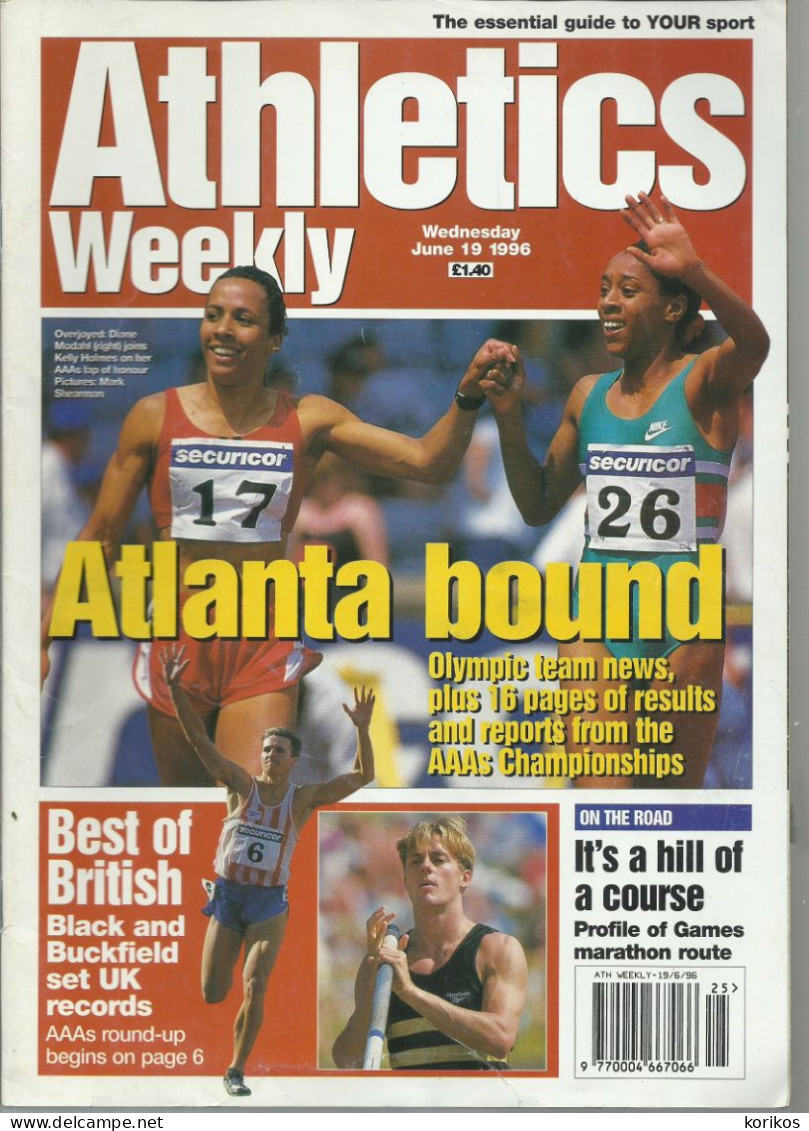 ATHLETICS WEEKLY 1996 - BUNDLE MAGAZINE SET – LOT OF 34 OUT OF 53 - TRACK AND FIELD