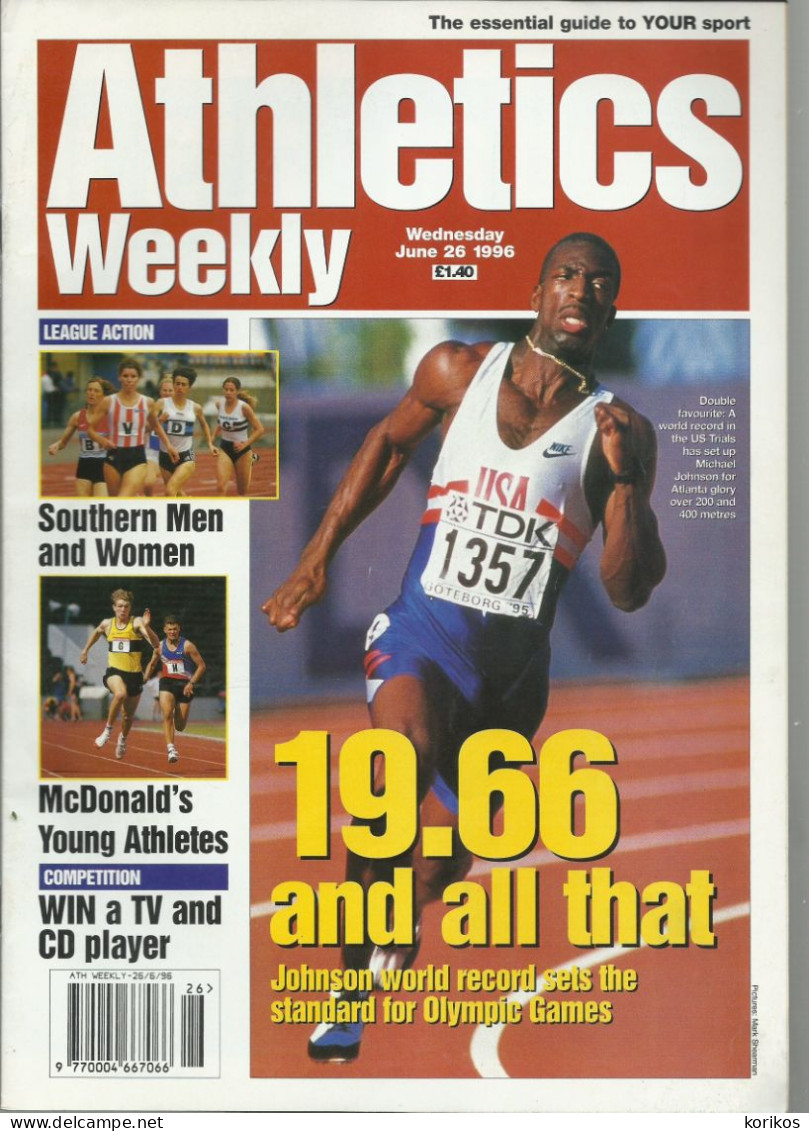 ATHLETICS WEEKLY 1996 - BUNDLE MAGAZINE SET – LOT OF 34 OUT OF 53 - TRACK AND FIELD