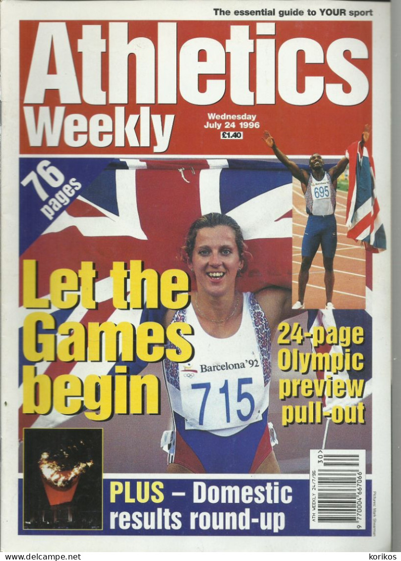 ATHLETICS WEEKLY 1996 - BUNDLE MAGAZINE SET – LOT OF 34 OUT OF 53 - TRACK AND FIELD