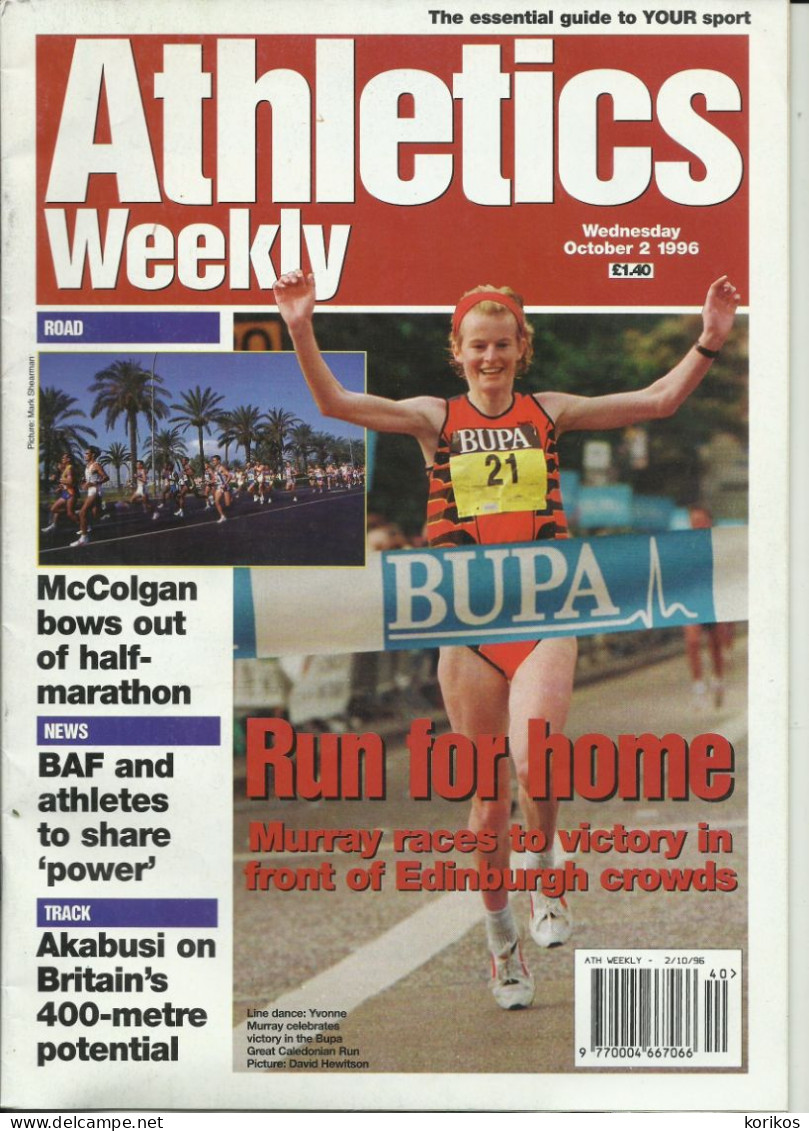 ATHLETICS WEEKLY 1996 - BUNDLE MAGAZINE SET – LOT OF 34 OUT OF 53 - TRACK AND FIELD