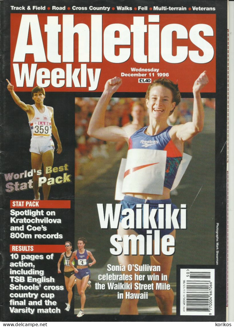 ATHLETICS WEEKLY 1996 - BUNDLE MAGAZINE SET – LOT OF 34 OUT OF 53 - TRACK AND FIELD