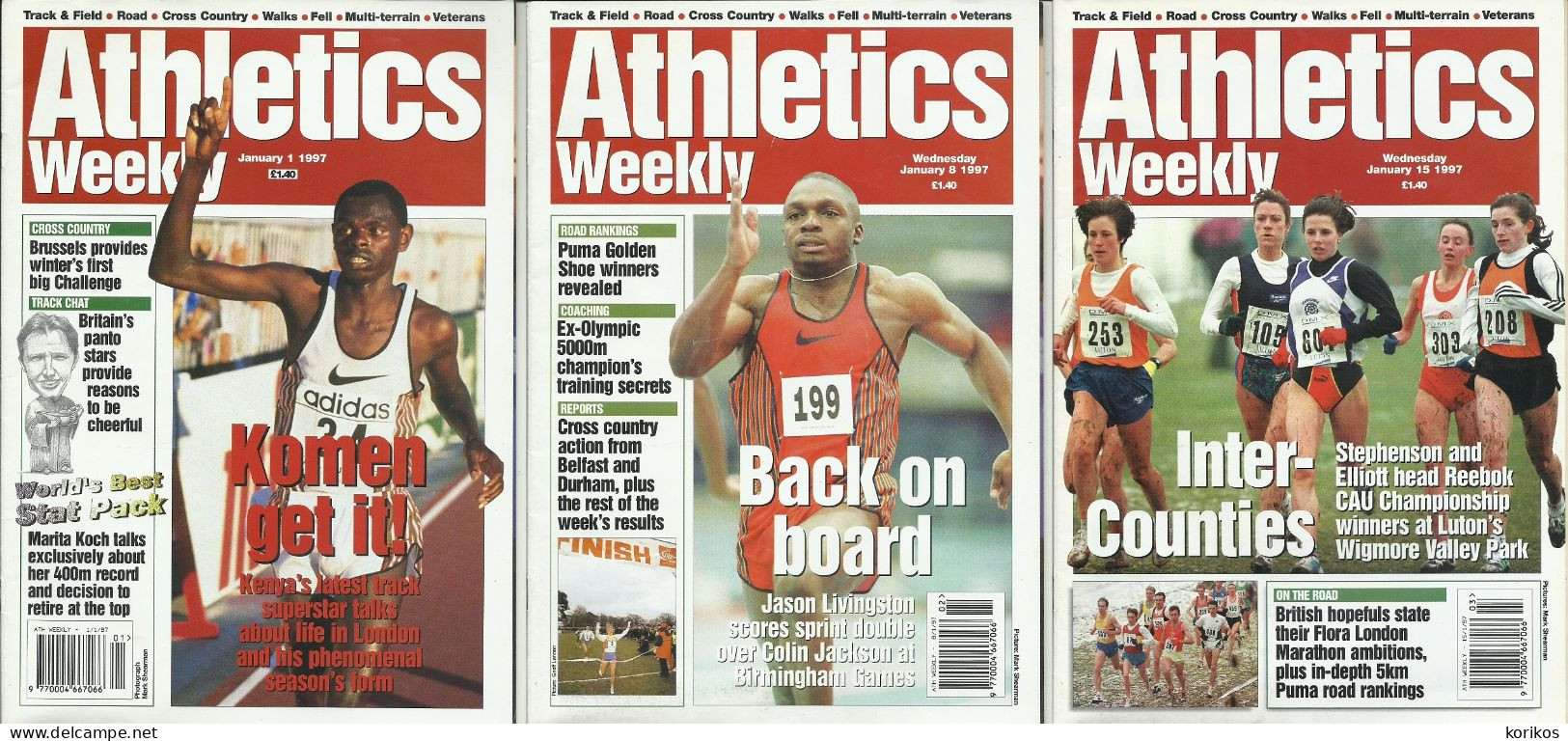 ATHLETICS WEEKLY 1997 - BUNDLE MAGAZINE SET – LOT OF 40 OUT OF 53 - TRACK AND FIELD - 1950-Now