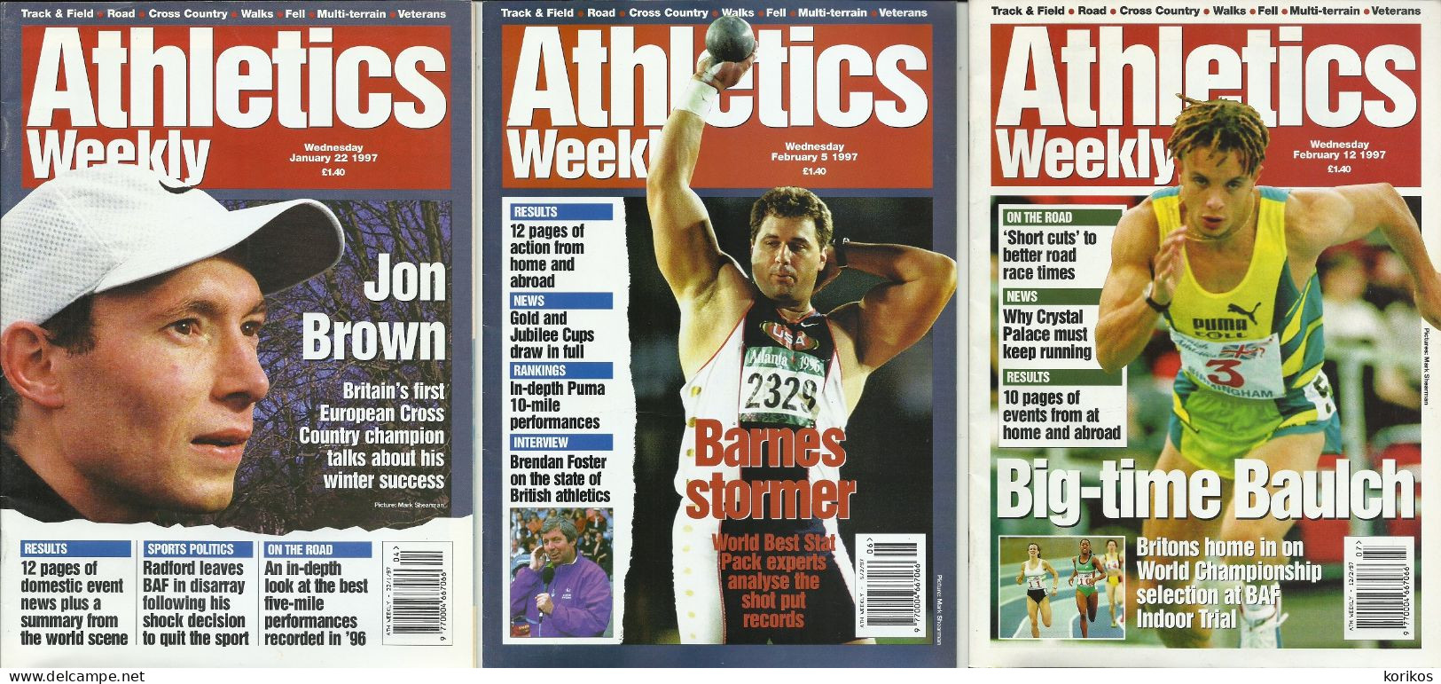 ATHLETICS WEEKLY 1997 - BUNDLE MAGAZINE SET – LOT OF 40 OUT OF 53 - TRACK AND FIELD - 1950-Now