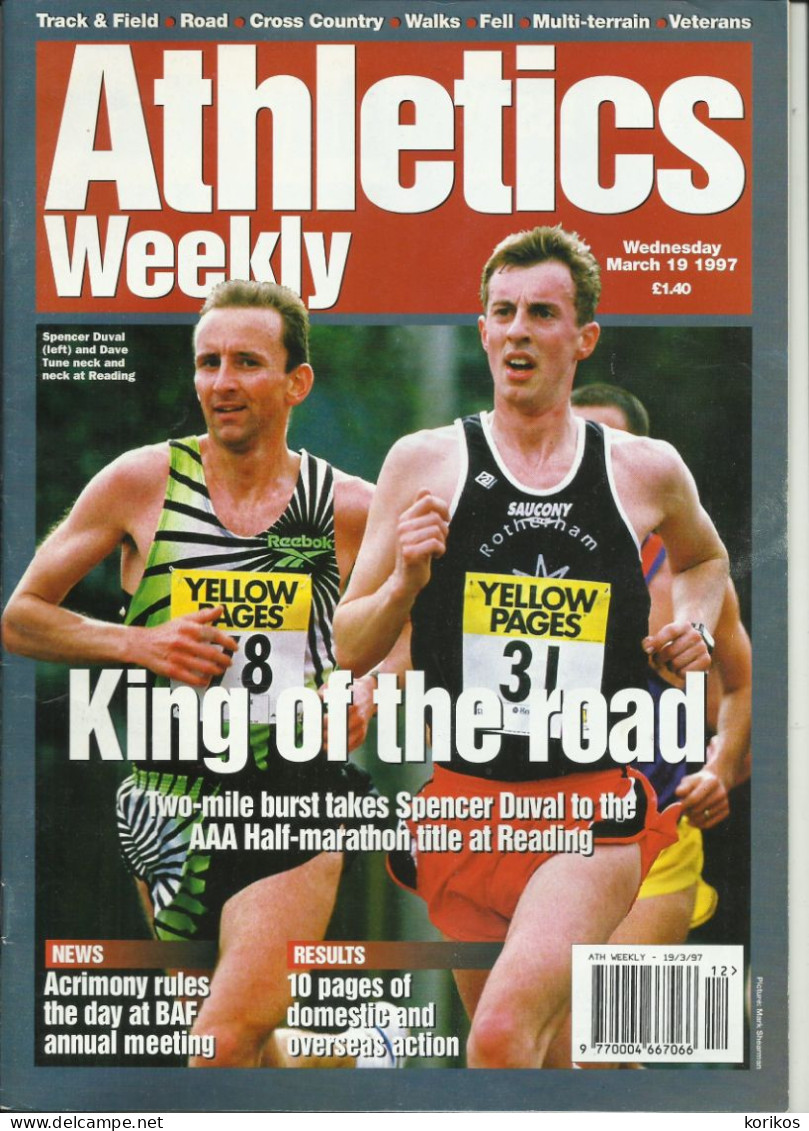 ATHLETICS WEEKLY 1997 - BUNDLE MAGAZINE SET – LOT OF 40 OUT OF 53 - TRACK AND FIELD