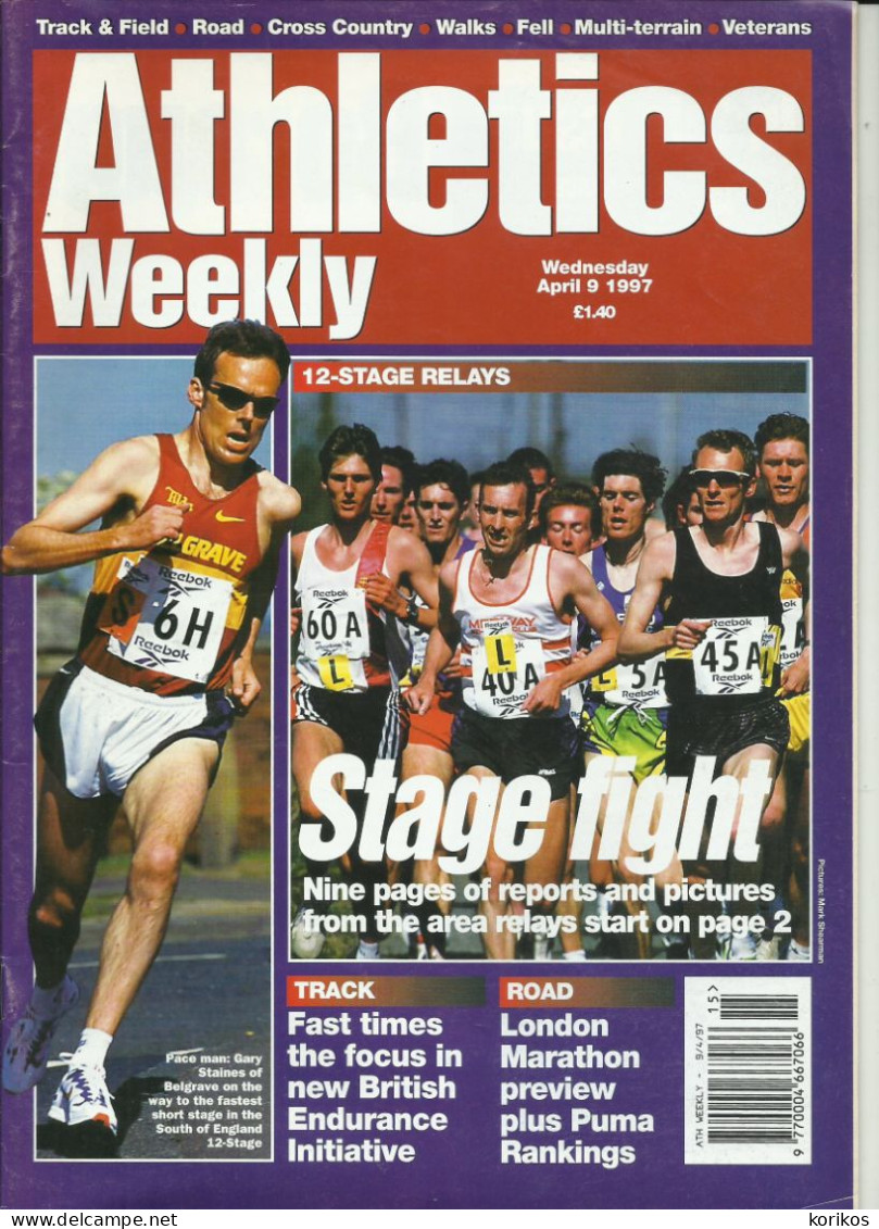 ATHLETICS WEEKLY 1997 - BUNDLE MAGAZINE SET – LOT OF 40 OUT OF 53 - TRACK AND FIELD