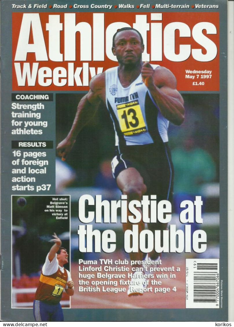 ATHLETICS WEEKLY 1997 - BUNDLE MAGAZINE SET – LOT OF 40 OUT OF 53 - TRACK AND FIELD