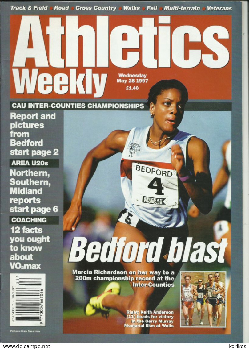 ATHLETICS WEEKLY 1997 - BUNDLE MAGAZINE SET – LOT OF 40 OUT OF 53 - TRACK AND FIELD