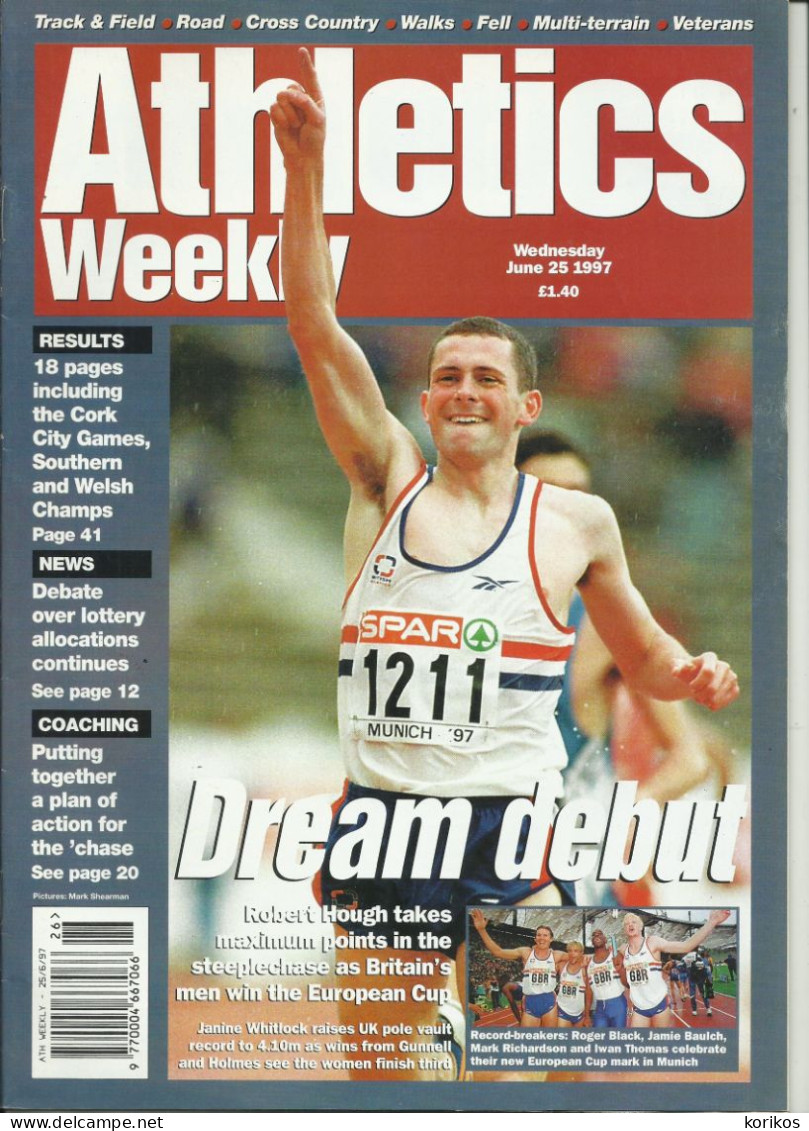 ATHLETICS WEEKLY 1997 - BUNDLE MAGAZINE SET – LOT OF 40 OUT OF 53 - TRACK AND FIELD