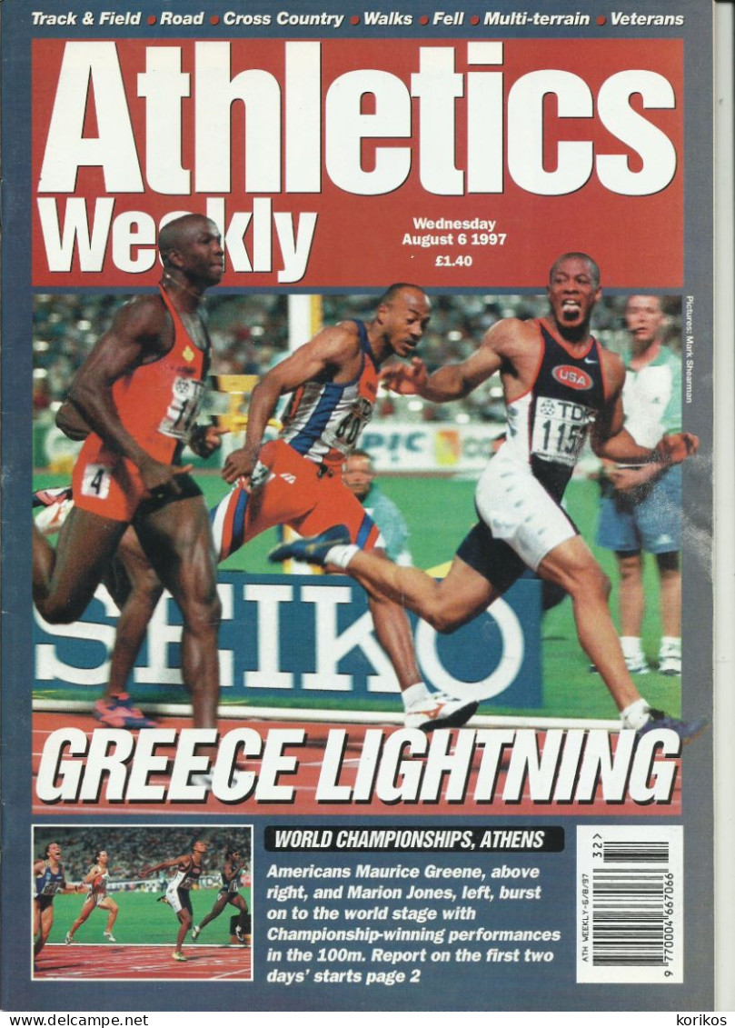 ATHLETICS WEEKLY 1997 - BUNDLE MAGAZINE SET – LOT OF 40 OUT OF 53 - TRACK AND FIELD