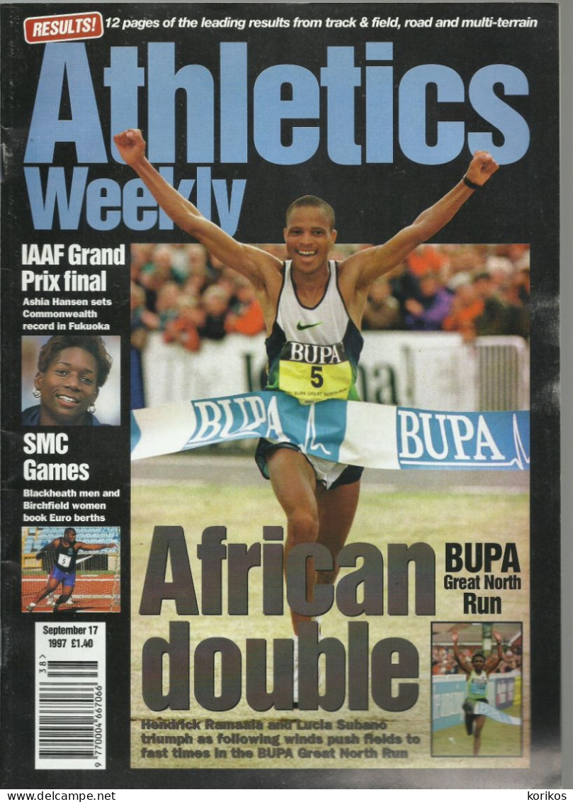 ATHLETICS WEEKLY 1997 - BUNDLE MAGAZINE SET – LOT OF 40 OUT OF 53 - TRACK AND FIELD