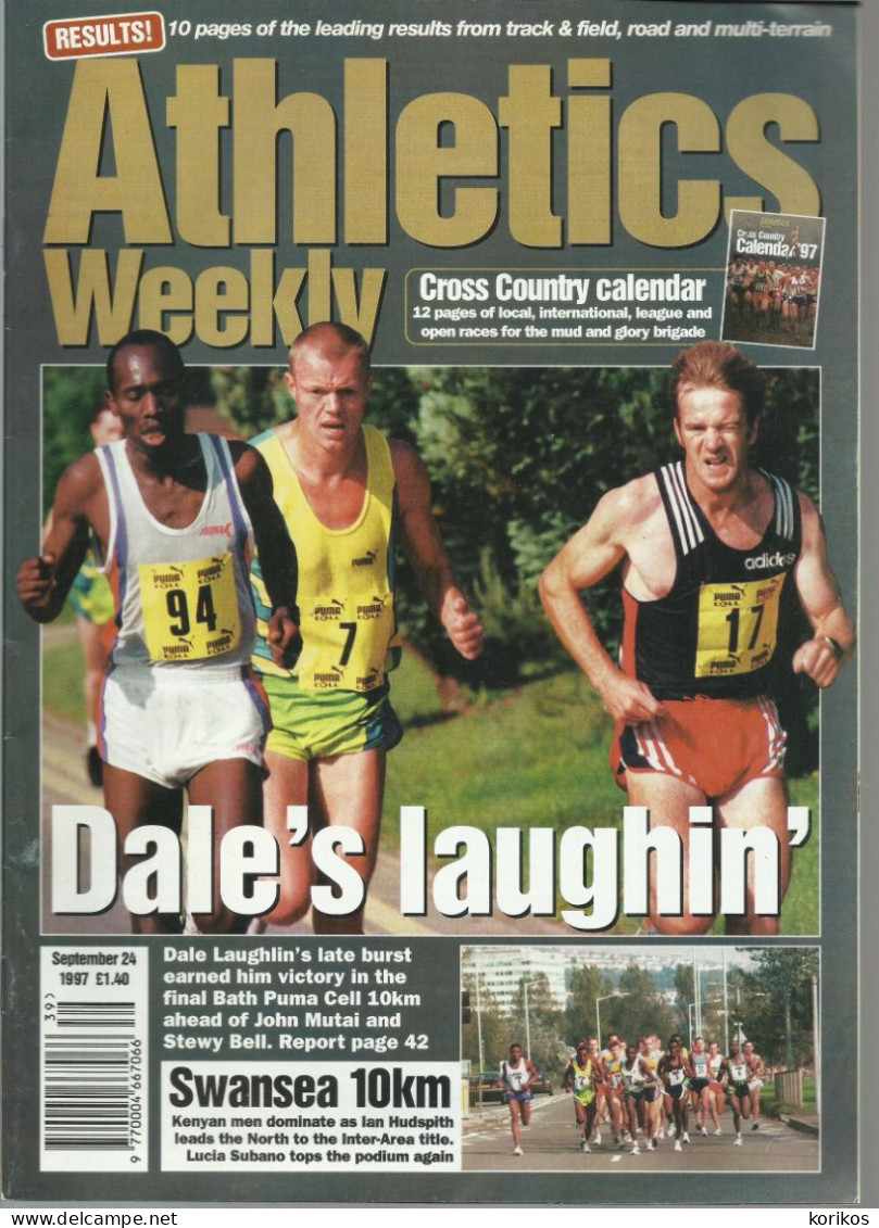 ATHLETICS WEEKLY 1997 - BUNDLE MAGAZINE SET – LOT OF 40 OUT OF 53 - TRACK AND FIELD