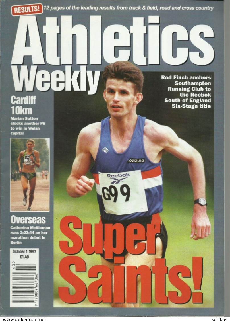 ATHLETICS WEEKLY 1997 - BUNDLE MAGAZINE SET – LOT OF 40 OUT OF 53 - TRACK AND FIELD