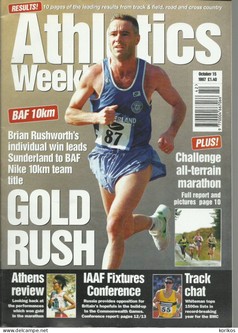 ATHLETICS WEEKLY 1997 - BUNDLE MAGAZINE SET – LOT OF 40 OUT OF 53 - TRACK AND FIELD