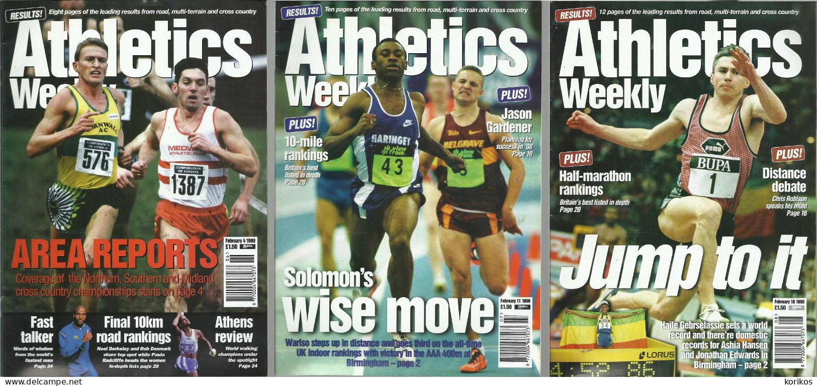 ATHLETICS WEEKLY 1998 BUNDLE MAGAZINE SET – LOT OF 44 OUT OF 53 TRACK AND FIELD - 1950-Aujourd'hui