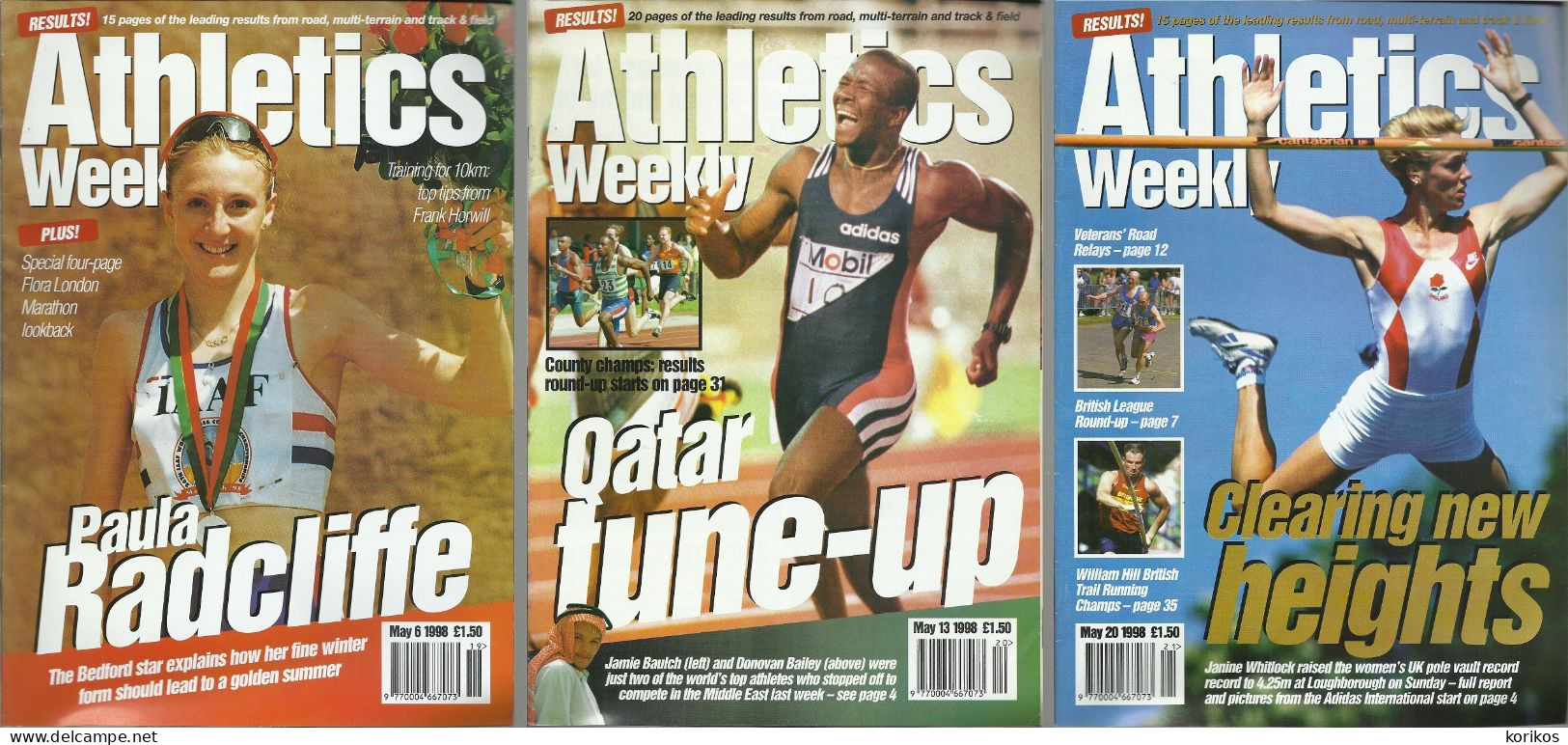 ATHLETICS WEEKLY 1998 BUNDLE MAGAZINE SET – LOT OF 44 OUT OF 53 TRACK AND FIELD