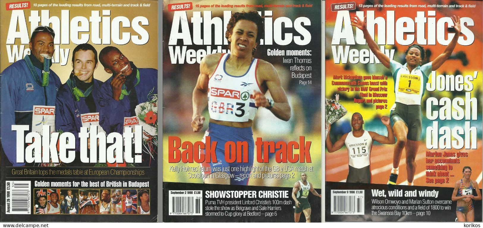 ATHLETICS WEEKLY 1998 BUNDLE MAGAZINE SET – LOT OF 44 OUT OF 53 TRACK AND FIELD