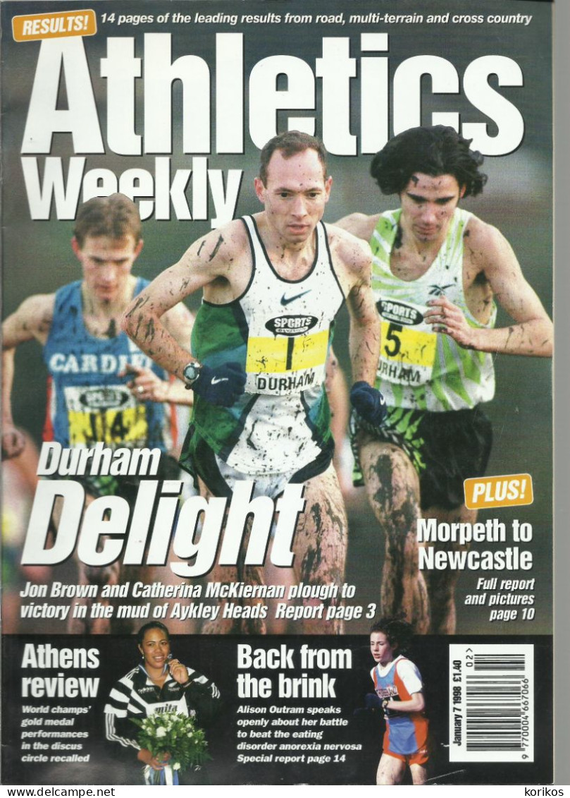 ATHLETICS WEEKLY 1998 BUNDLE MAGAZINE SET – LOT OF 44 OUT OF 53 TRACK AND FIELD