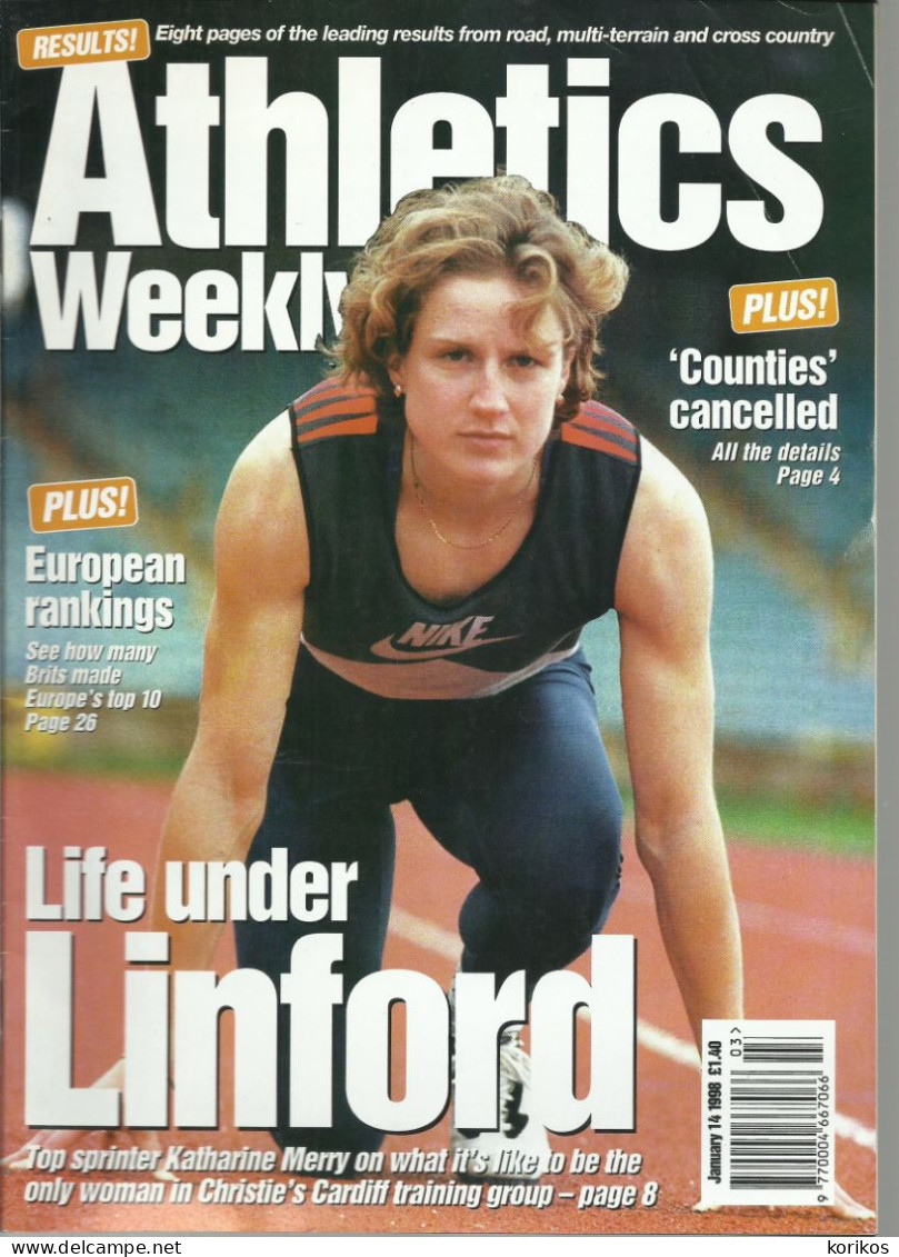 ATHLETICS WEEKLY 1998 BUNDLE MAGAZINE SET – LOT OF 44 OUT OF 53 TRACK AND FIELD