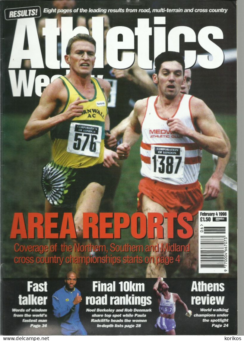 ATHLETICS WEEKLY 1998 BUNDLE MAGAZINE SET – LOT OF 44 OUT OF 53 TRACK AND FIELD