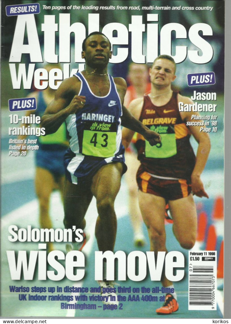 ATHLETICS WEEKLY 1998 BUNDLE MAGAZINE SET – LOT OF 44 OUT OF 53 TRACK AND FIELD