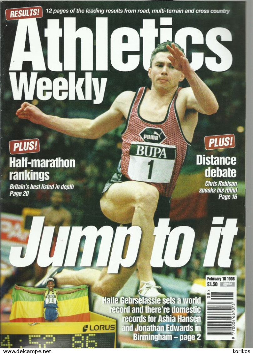 ATHLETICS WEEKLY 1998 BUNDLE MAGAZINE SET – LOT OF 44 OUT OF 53 TRACK AND FIELD
