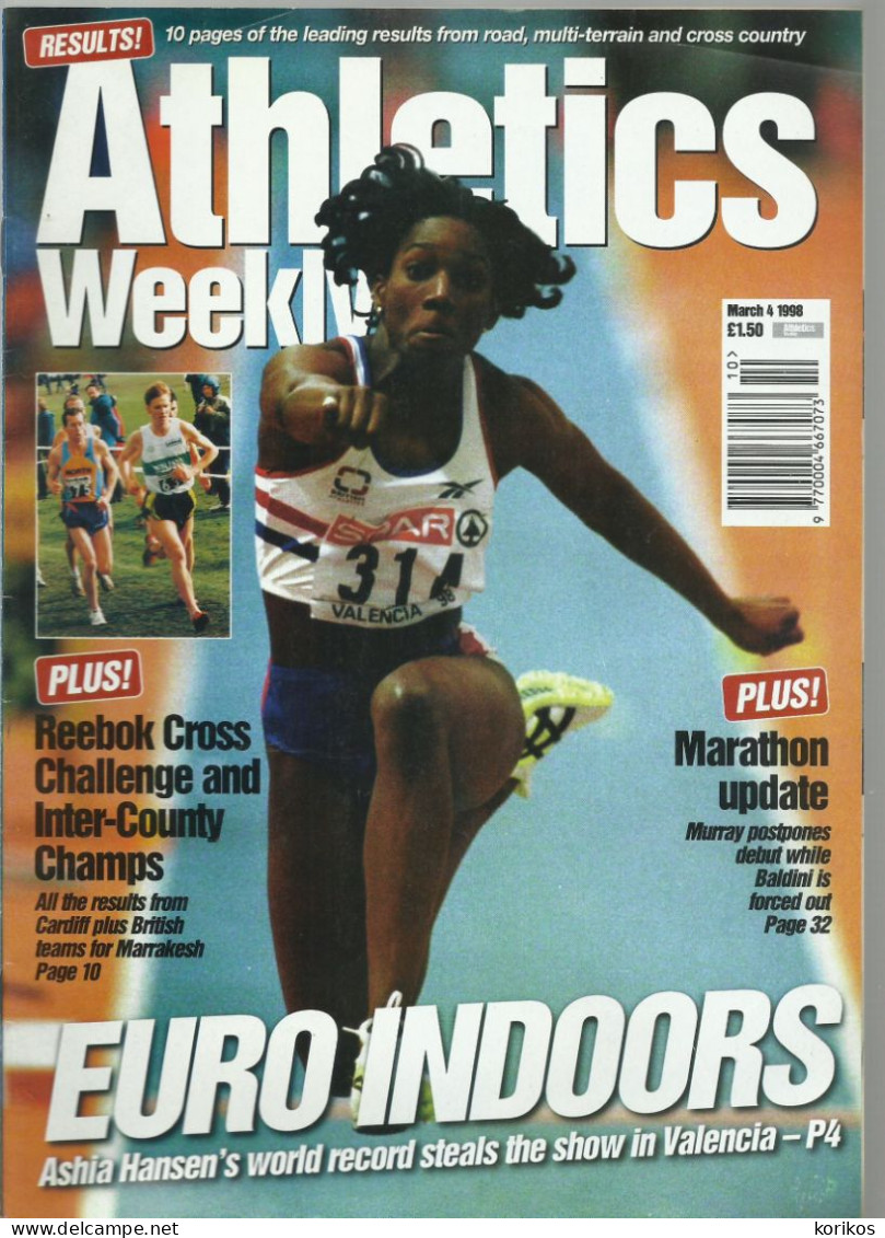 ATHLETICS WEEKLY 1998 BUNDLE MAGAZINE SET – LOT OF 44 OUT OF 53 TRACK AND FIELD