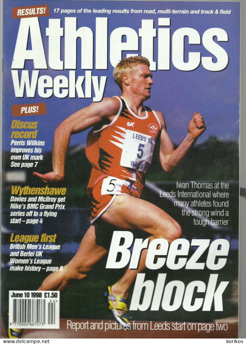 ATHLETICS WEEKLY 1998 BUNDLE MAGAZINE SET – LOT OF 44 OUT OF 53 TRACK AND FIELD