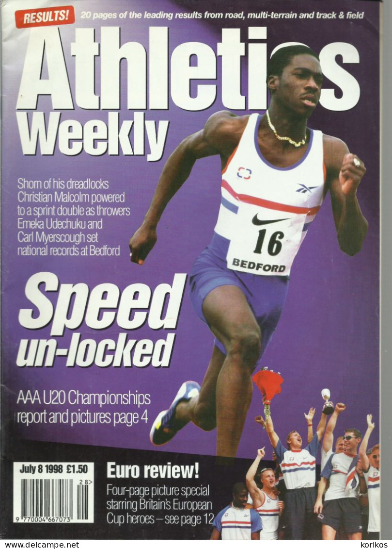 ATHLETICS WEEKLY 1998 BUNDLE MAGAZINE SET – LOT OF 44 OUT OF 53 TRACK AND FIELD