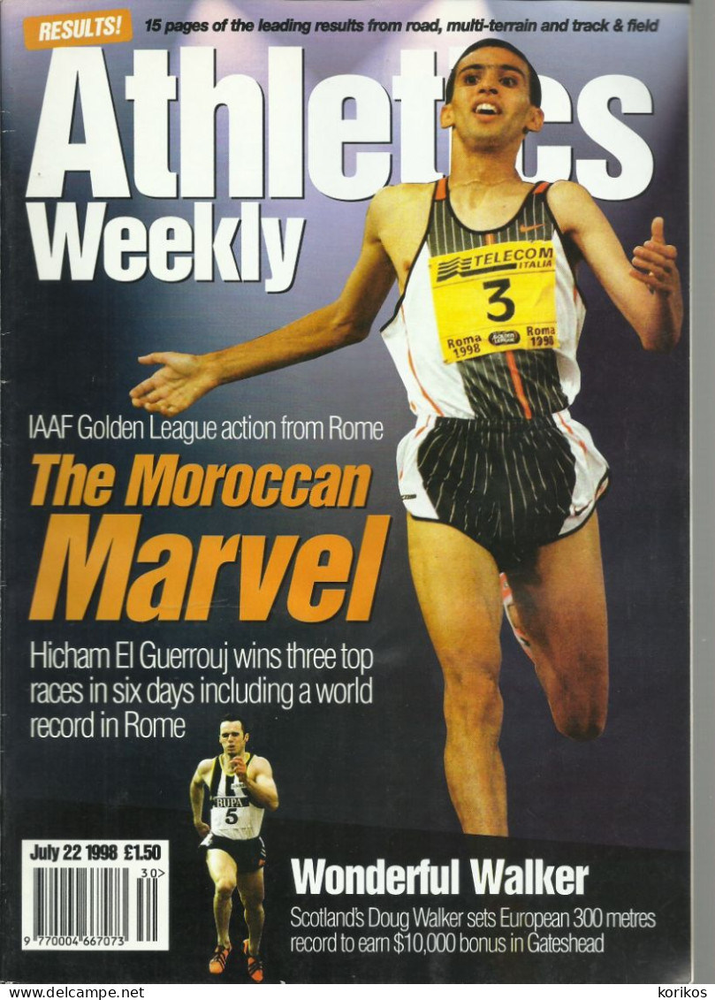 ATHLETICS WEEKLY 1998 BUNDLE MAGAZINE SET – LOT OF 44 OUT OF 53 TRACK AND FIELD