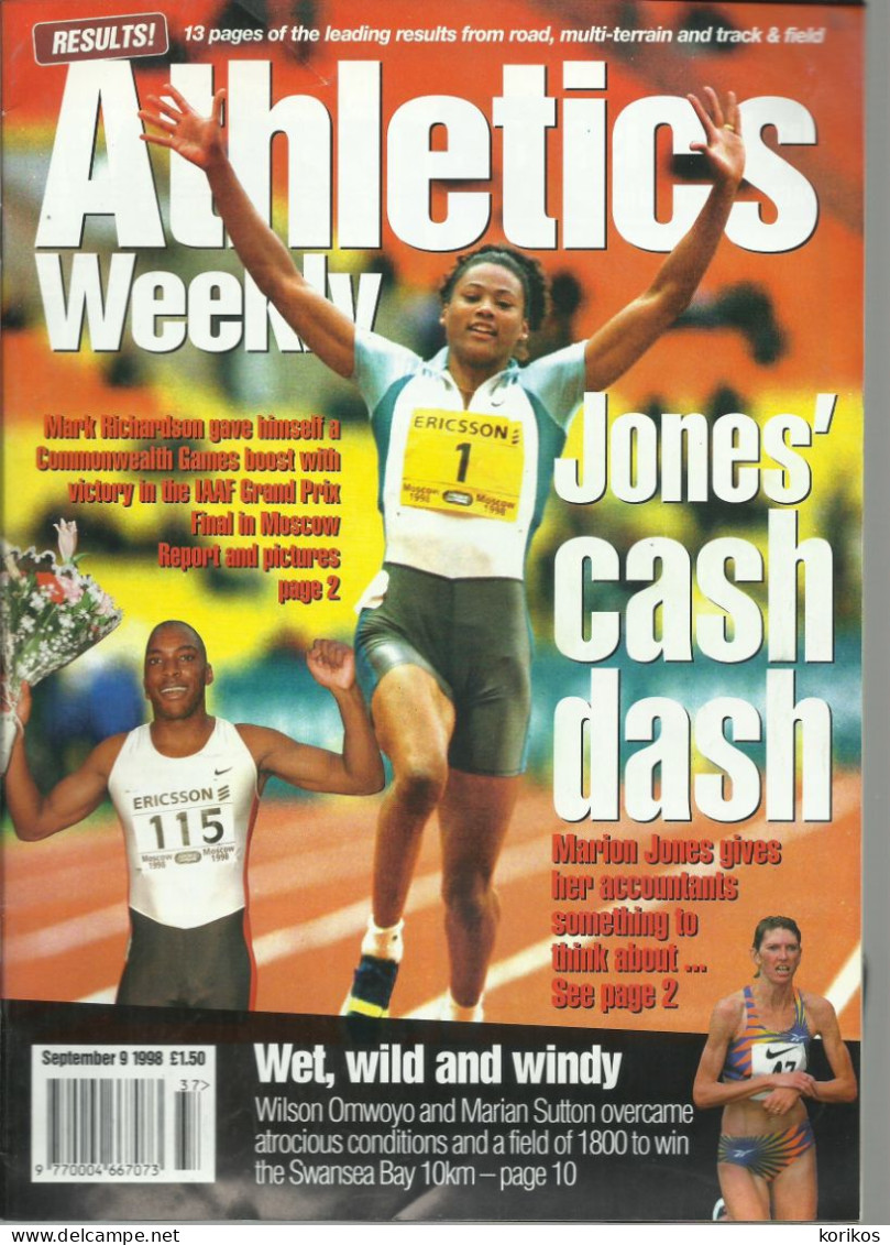ATHLETICS WEEKLY 1998 BUNDLE MAGAZINE SET – LOT OF 44 OUT OF 53 TRACK AND FIELD
