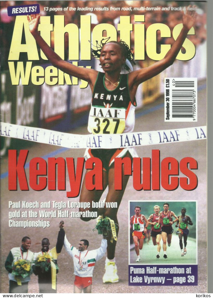 ATHLETICS WEEKLY 1998 BUNDLE MAGAZINE SET – LOT OF 44 OUT OF 53 TRACK AND FIELD