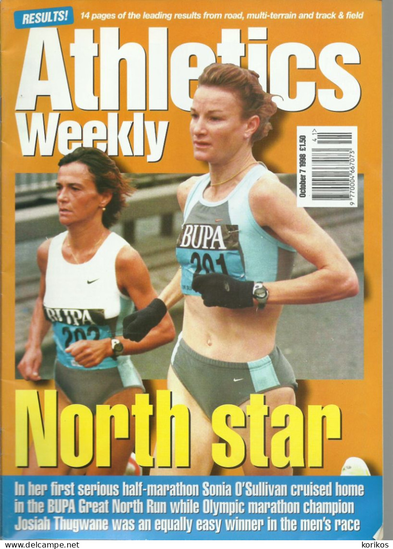 ATHLETICS WEEKLY 1998 BUNDLE MAGAZINE SET – LOT OF 44 OUT OF 53 TRACK AND FIELD