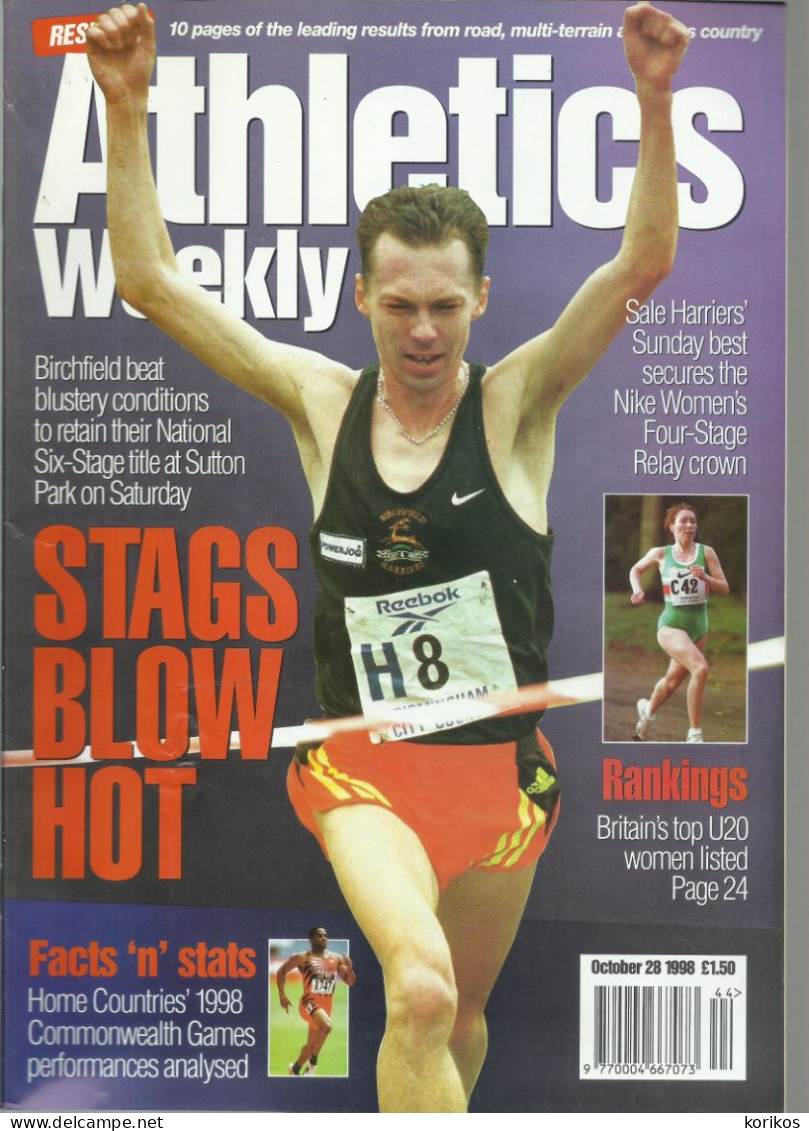 ATHLETICS WEEKLY 1998 BUNDLE MAGAZINE SET – LOT OF 44 OUT OF 53 TRACK AND FIELD