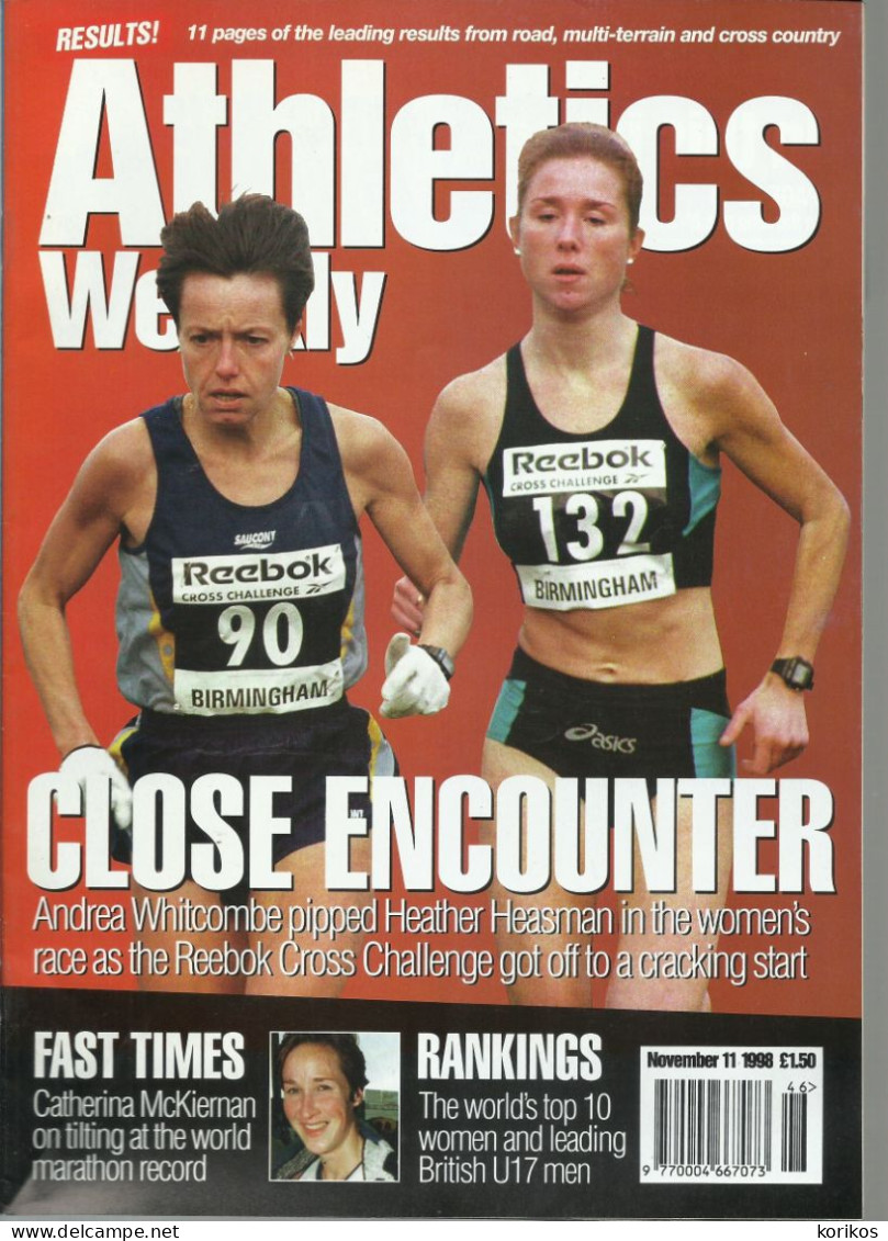 ATHLETICS WEEKLY 1998 BUNDLE MAGAZINE SET – LOT OF 44 OUT OF 53 TRACK AND FIELD