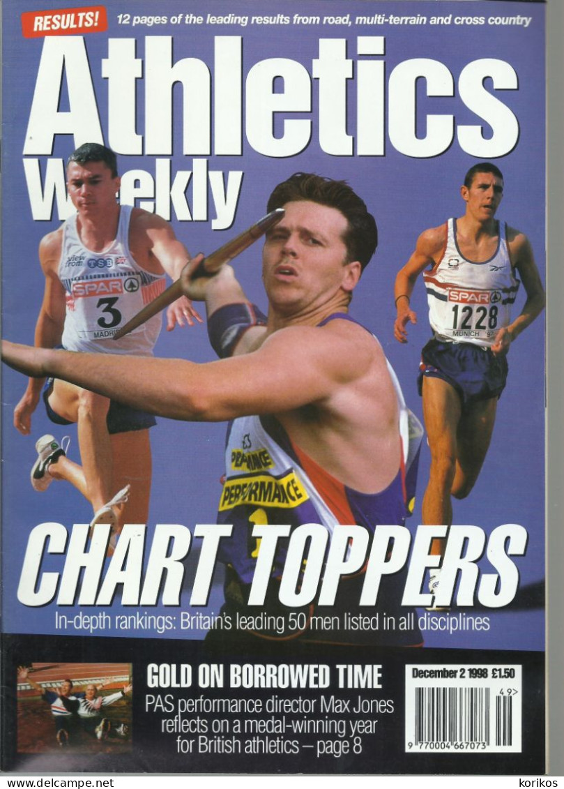 ATHLETICS WEEKLY 1998 BUNDLE MAGAZINE SET – LOT OF 44 OUT OF 53 TRACK AND FIELD