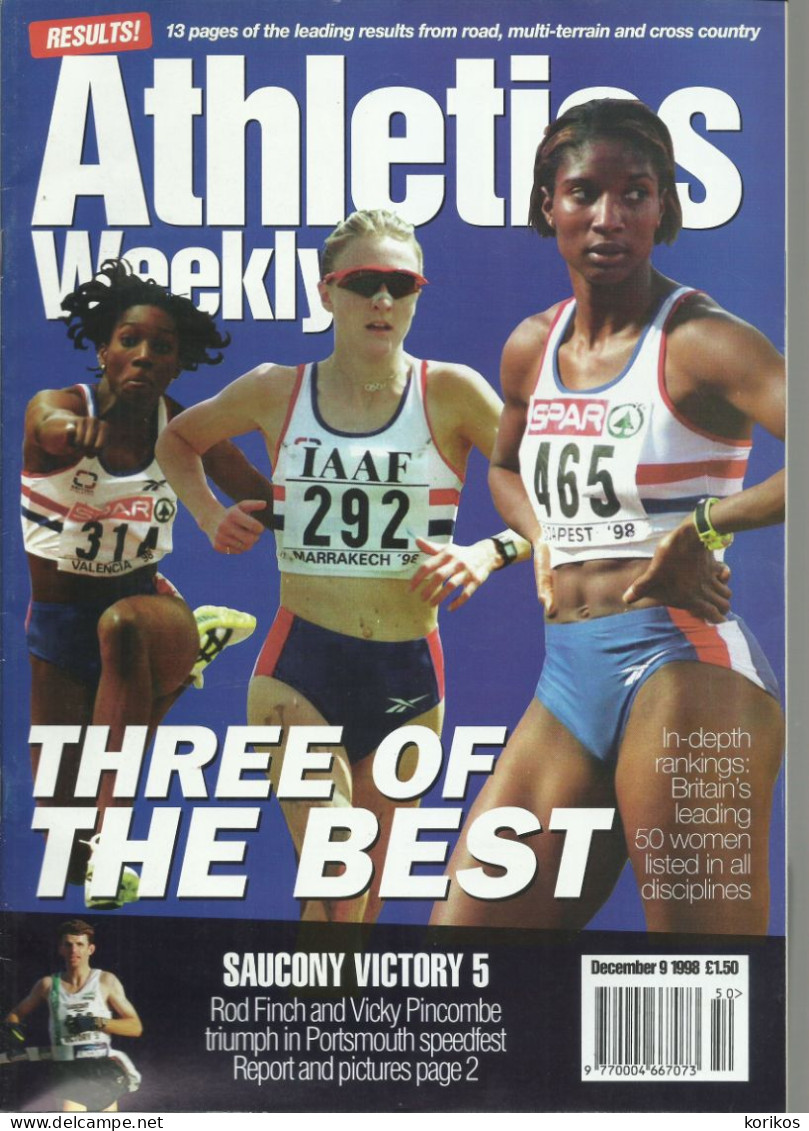 ATHLETICS WEEKLY 1998 BUNDLE MAGAZINE SET – LOT OF 44 OUT OF 53 TRACK AND FIELD