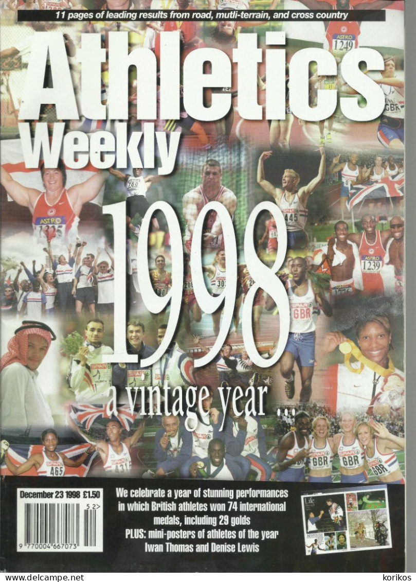 ATHLETICS WEEKLY 1998 BUNDLE MAGAZINE SET – LOT OF 44 OUT OF 53 TRACK AND FIELD