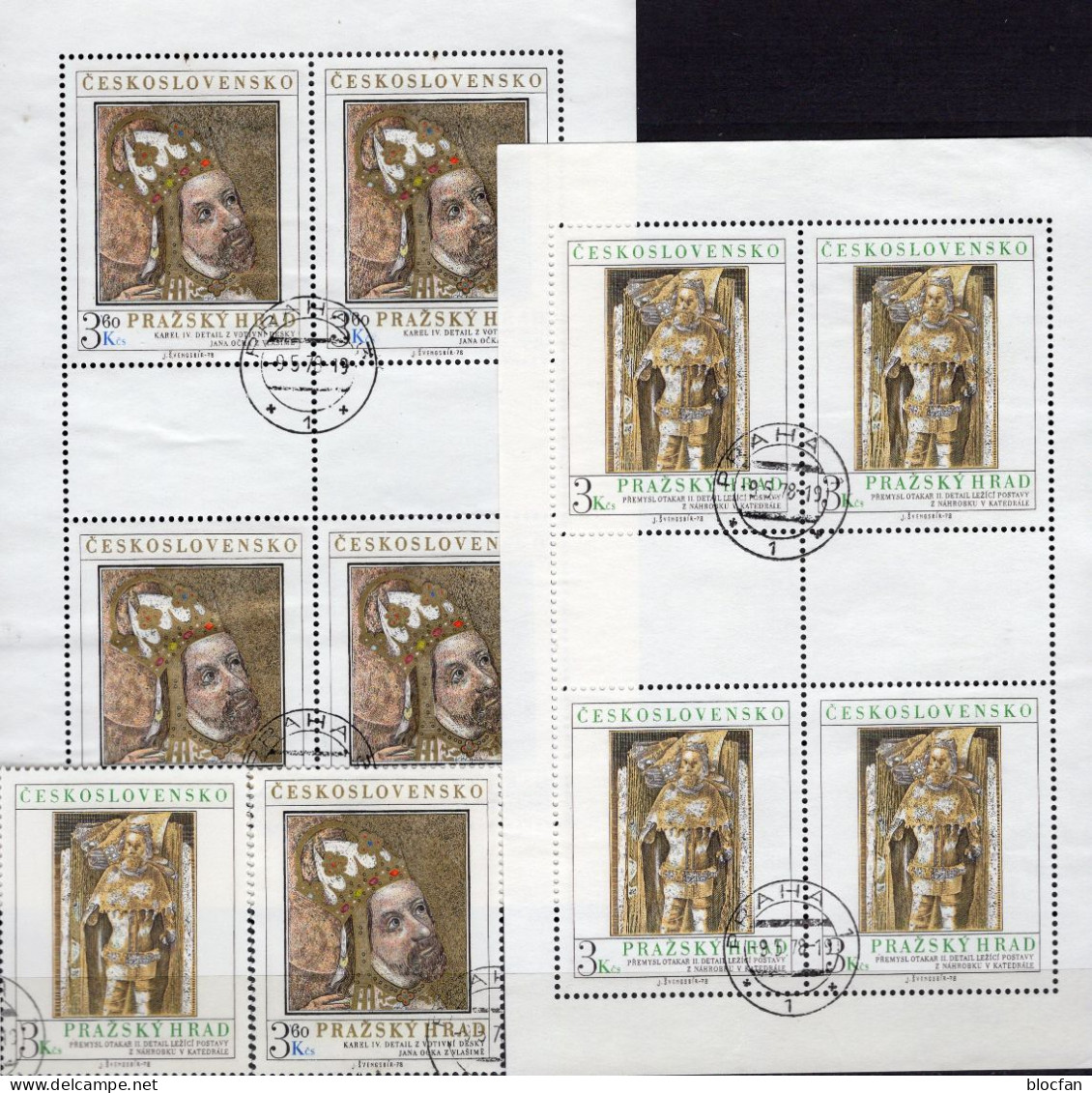 König 1978 CSSR 2442/3+2x Kleinbogen O 30€ Kunst Der Burg Prag Grabmal M/s Bloque Ss Blocs Sheetlets Bf Tschechoslowakei - Used Stamps