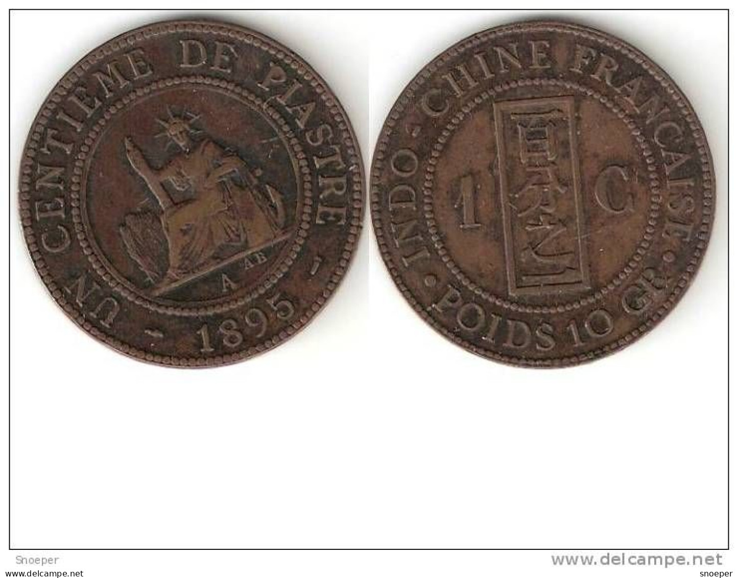 *indo-china 1 Cent 1895 Km 7 Vf !!! Rare Coin !!!! - Andere & Zonder Classificatie