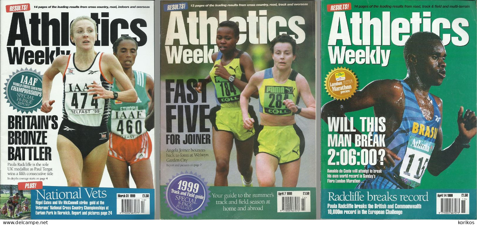 ATHLETICS WEEKLY 1999 BUNDLE MAGAZINE SET – LOT OF 35 OUT OF 52 TRACK AND FIELD - 1950-Now