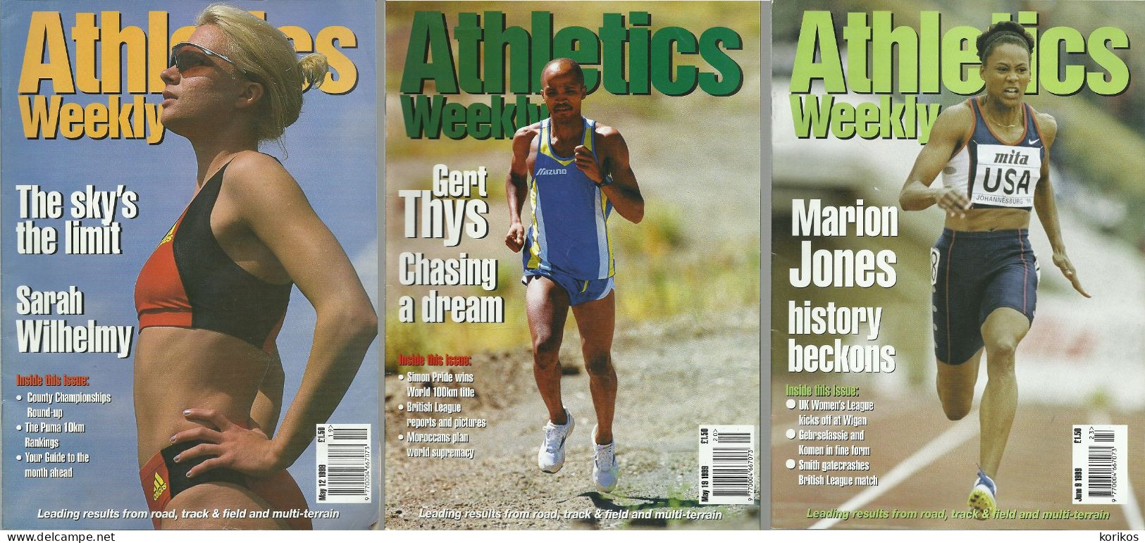 ATHLETICS WEEKLY 1999 BUNDLE MAGAZINE SET – LOT OF 35 OUT OF 52 TRACK AND FIELD