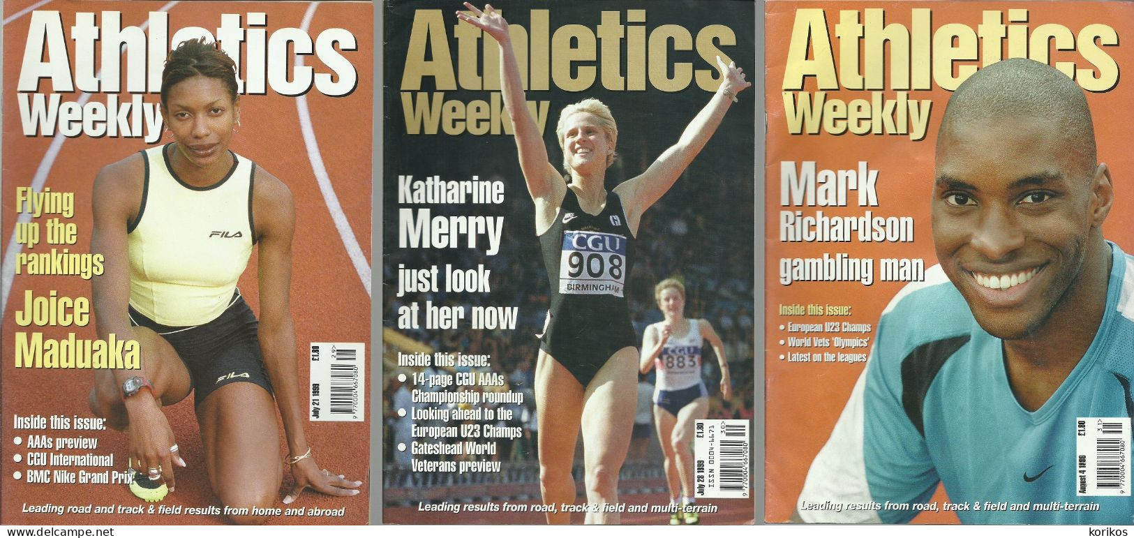 ATHLETICS WEEKLY 1999 BUNDLE MAGAZINE SET – LOT OF 35 OUT OF 52 TRACK AND FIELD