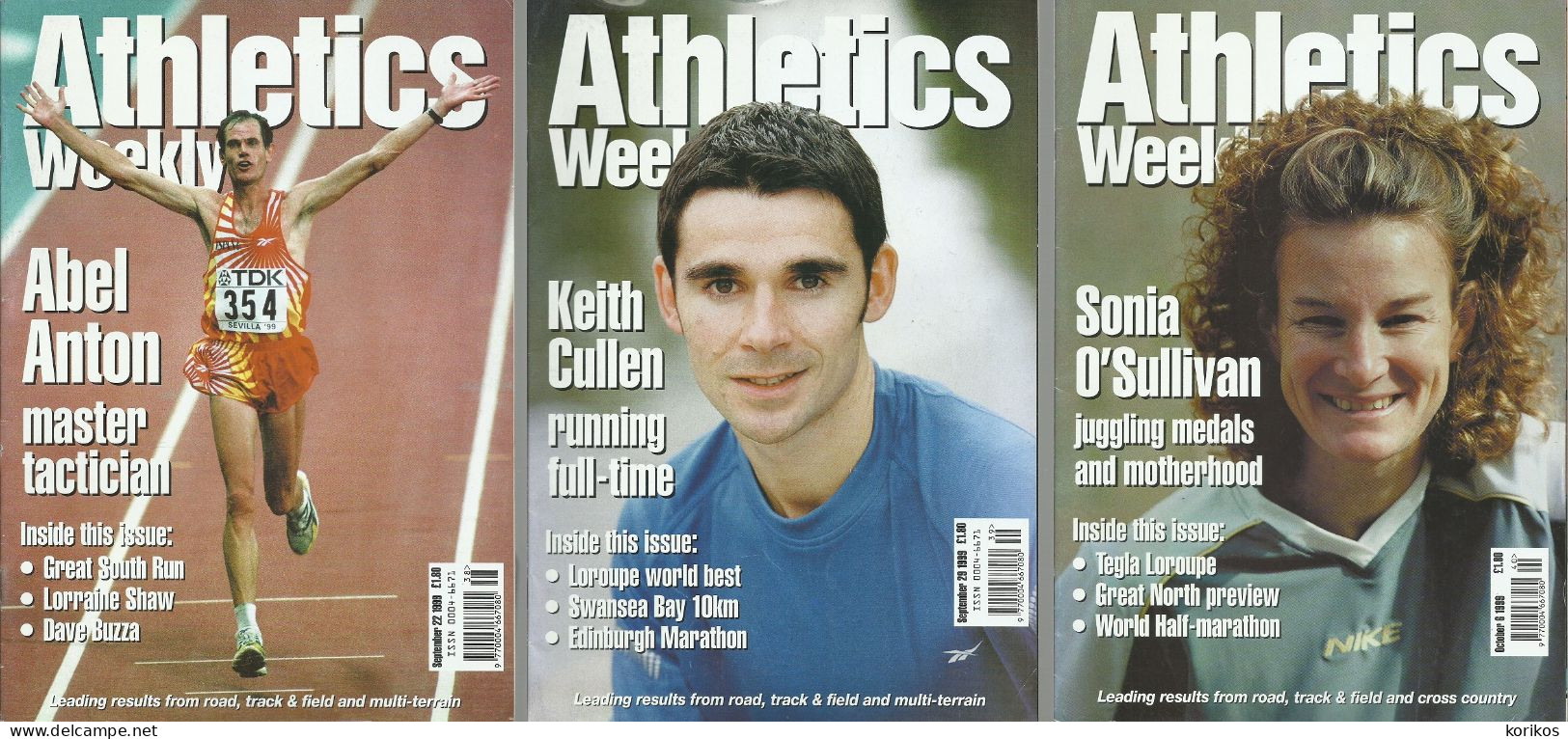 ATHLETICS WEEKLY 1999 BUNDLE MAGAZINE SET – LOT OF 35 OUT OF 52 TRACK AND FIELD