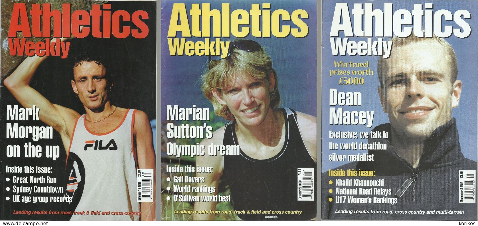 ATHLETICS WEEKLY 1999 BUNDLE MAGAZINE SET – LOT OF 35 OUT OF 52 TRACK AND FIELD