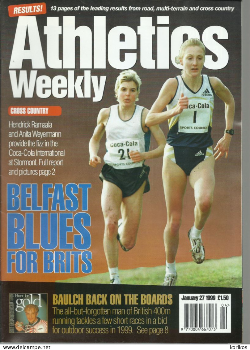 ATHLETICS WEEKLY 1999 BUNDLE MAGAZINE SET – LOT OF 35 OUT OF 52 TRACK AND FIELD