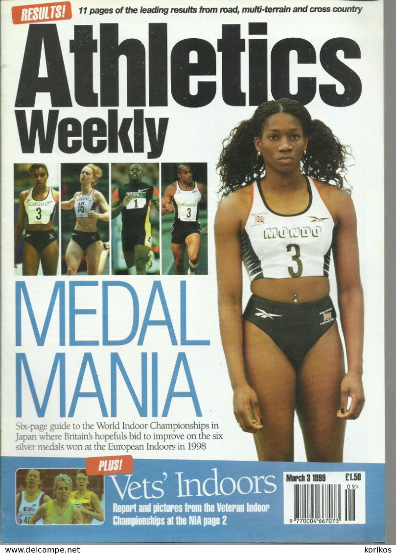 ATHLETICS WEEKLY 1999 BUNDLE MAGAZINE SET – LOT OF 35 OUT OF 52 TRACK AND FIELD