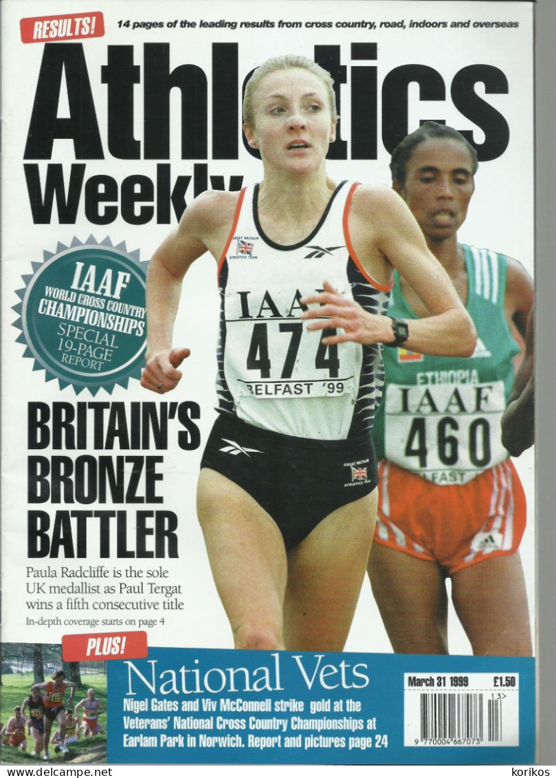 ATHLETICS WEEKLY 1999 BUNDLE MAGAZINE SET – LOT OF 35 OUT OF 52 TRACK AND FIELD