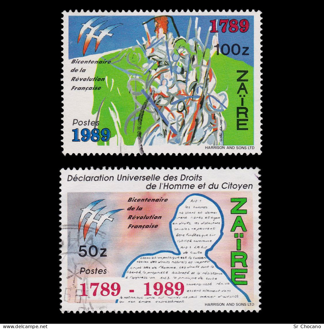 ZAIRE STAMPS.1989.50Z-100z.SCOTT 1242-1243.USED. - Gebraucht